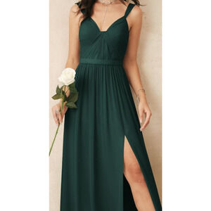AW BRIDAL 8 M emerald green Lorene wedding bridesmaid party maxi dress NEW B43
